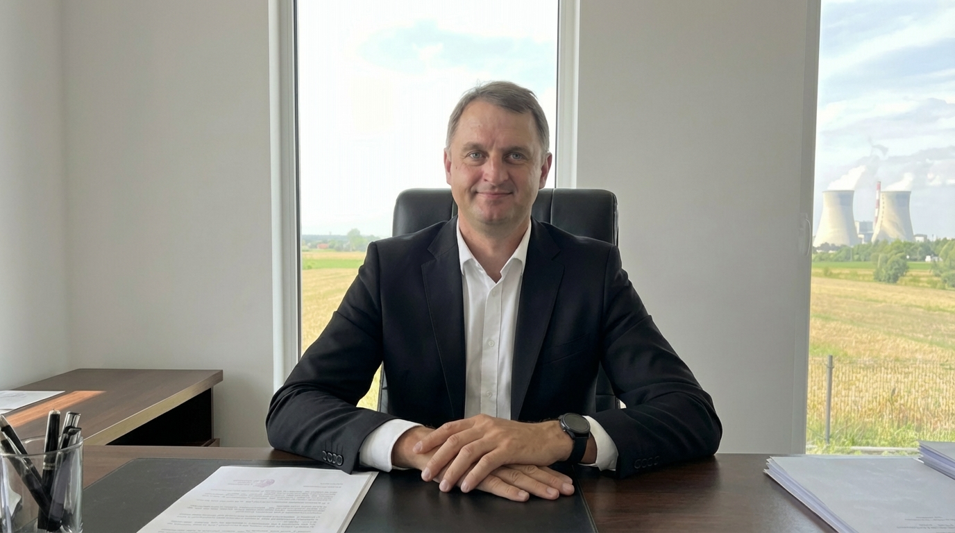 Notariusz Mateusz Grucki w kancelarii notarialnej w Siechnicach